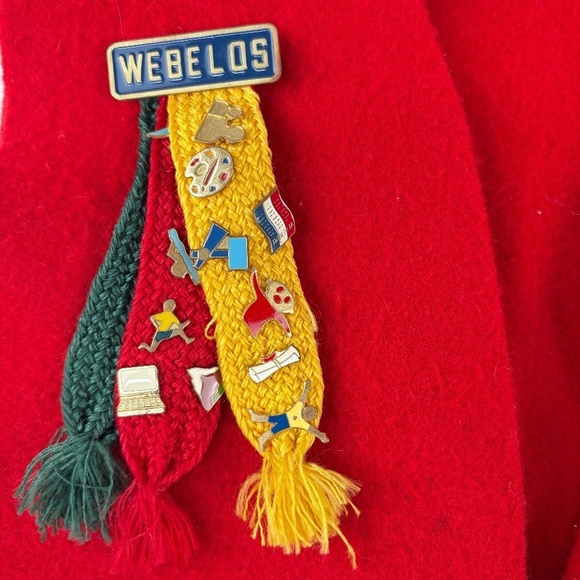 VTG 90s Official Boy Scouts of America WEBLOS Red Vest Size Medium - Picture 7 of 13
